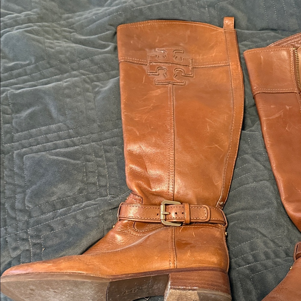 Tory Burch Women's Brown Leather Over the Knee Boots